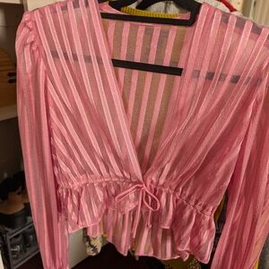 Elegant Pink Striped Women's Top